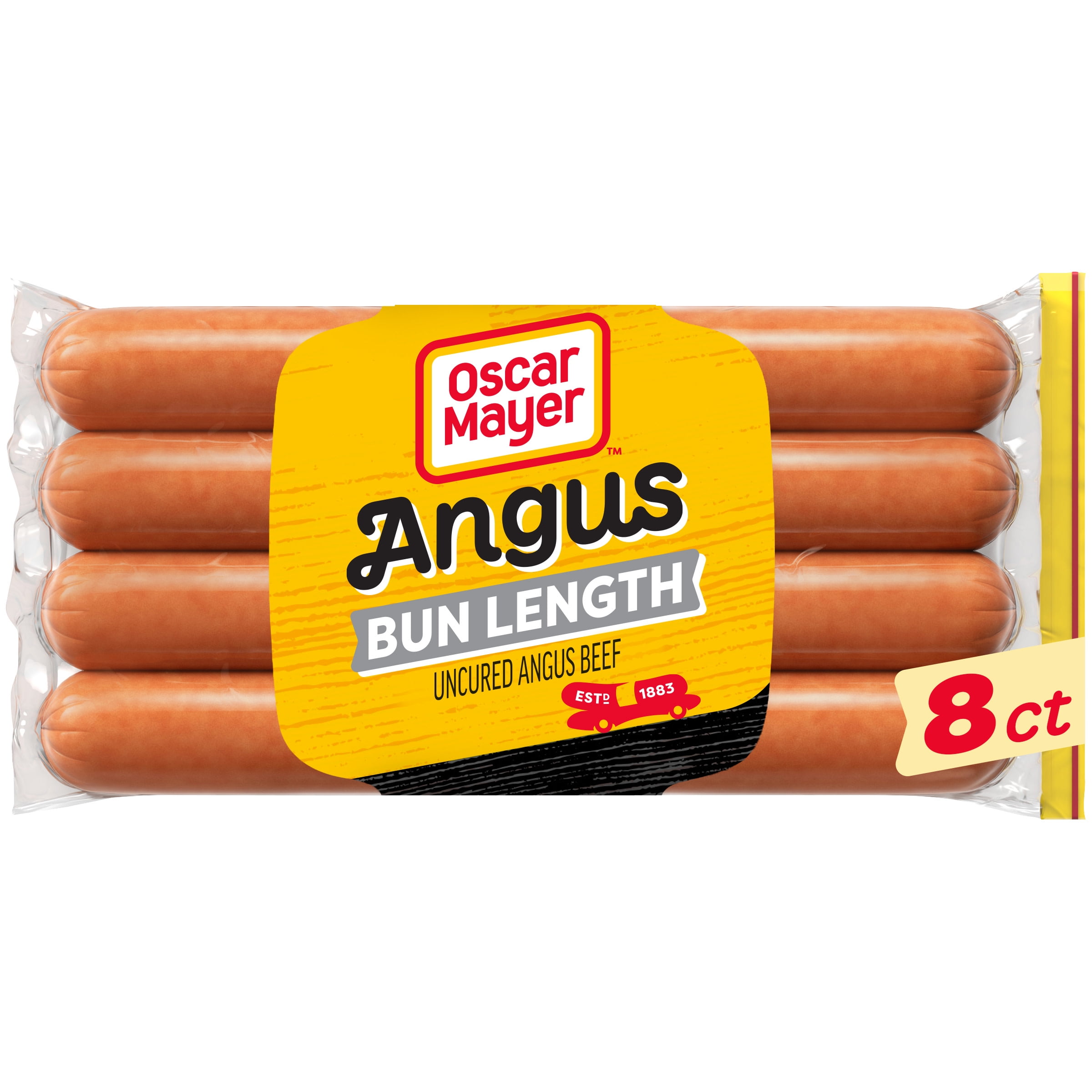 Oscar Mayer Angus Bun Length Franks Hot Dogs, 8 Ct Pack
