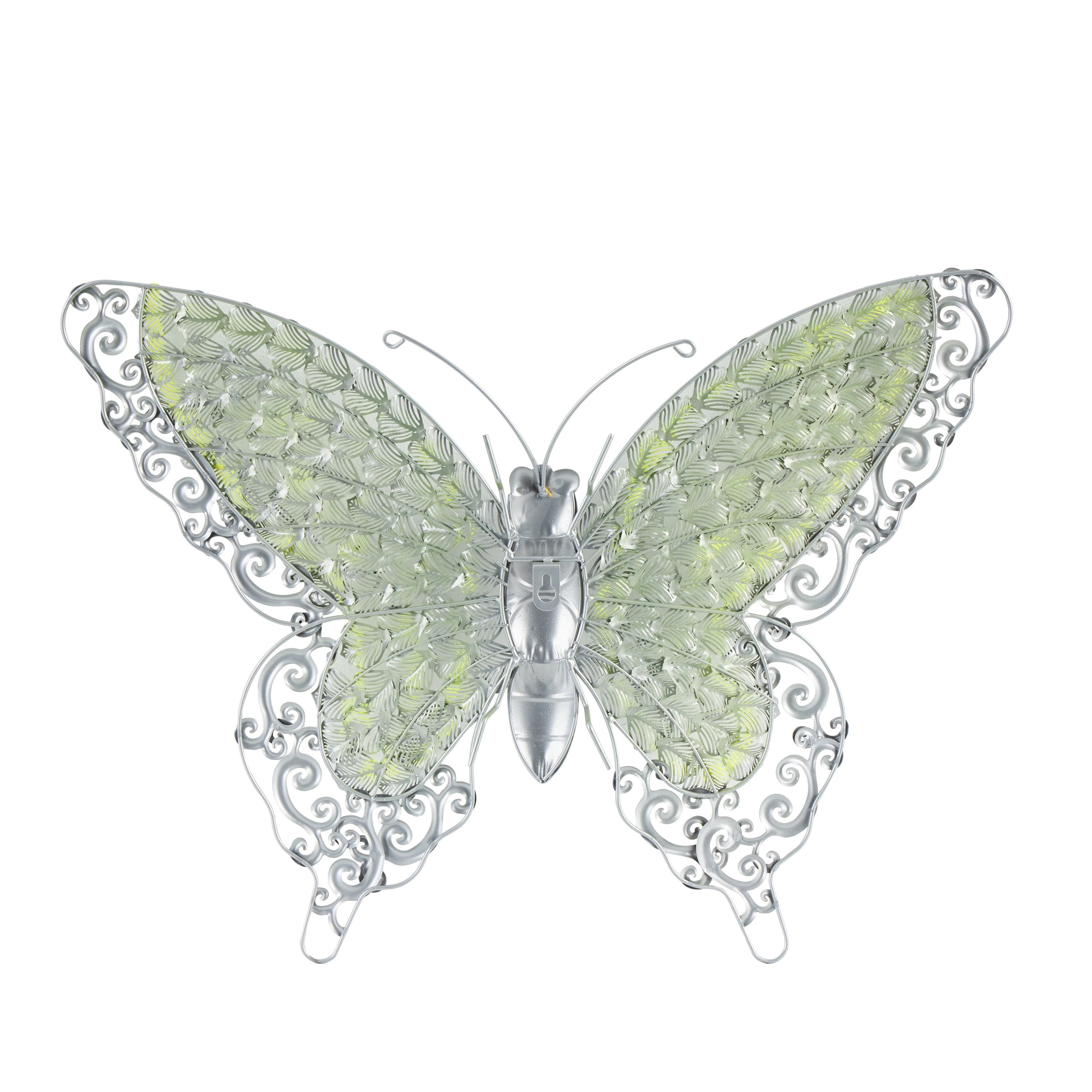 DecMode Green Metal Indoor Outdoor Butterfly Wall Decor