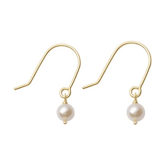 Minimalist Korean Style Dainty 18K Gold Plated 3mm Small Freshwater Pearls Dangle Handmade Earrings