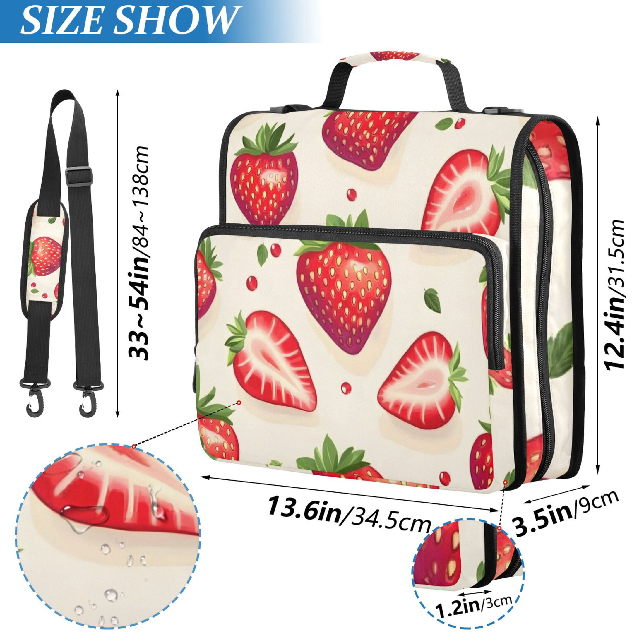 ALAZA Zipper Binder Strawberries 3 Ring Trapper Keeper File Folder Organizer Bag