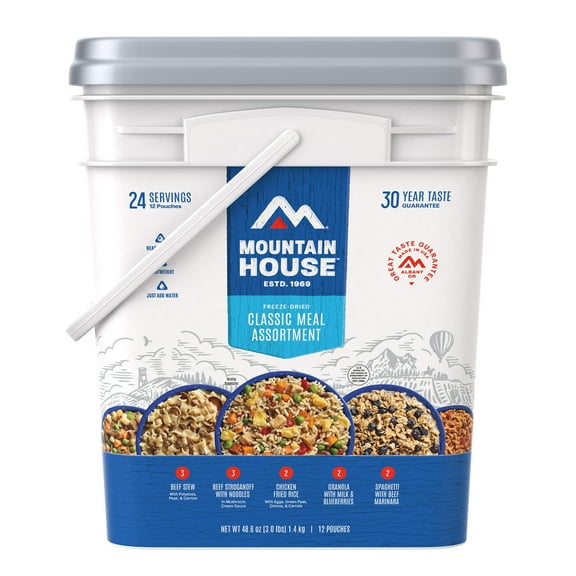 Mountain House Classic Bucket, Freeze-Dried Backpacking & Camping Food, 24 Servings