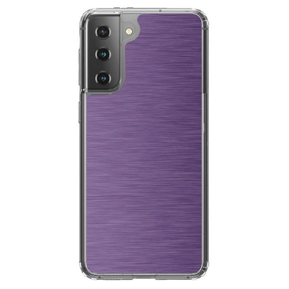 DistinctInk Clear Hybrid Case for Samsung Galaxy S21 (6.2" Screen) - Printed Image of Stainless Steel - Shockproof Protection