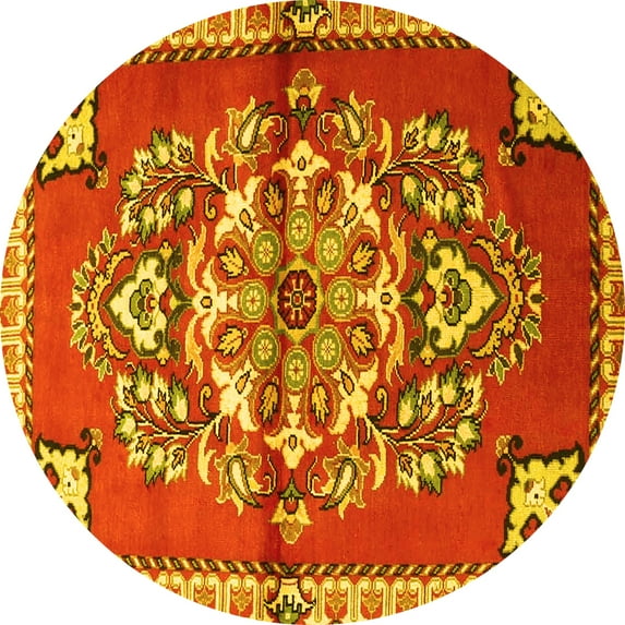 Ahgly Company Indoor Round Persian Yellow Traditional Area Rugs, 6' Round