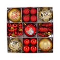 thumbnail image 3 of Juego de 35 bolas navideñas con forma de estrella y lazo para fiestas, ideal para el árbol de Navidad. Rojo y dorado, 3 of 9