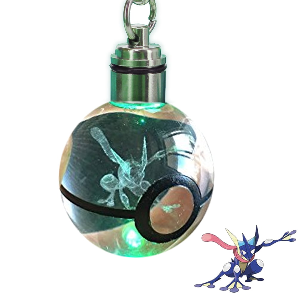 Pokemon Pokeball Vaporeon 3D LED Crystal Ball Night Light Key Ring Creative Gift