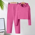 thumbnail image 2 of mgoYE Girl Clothes Solid Color Fall Winter 2 Piece Outfit for Girls Long Sleeve Hoodie Top Ribbed Pant Set, 2 of 9