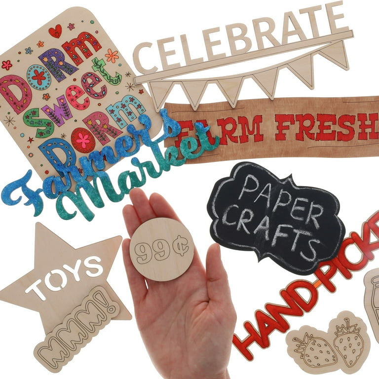 Hampton Art - Crate Dcor, Make Memories 8x3, 4pc, Unfinished Wood  Cutouts, Wood Cutouts for Crafts, Wood Shapes for Crafts, Wood Cut Outs,  Wooden