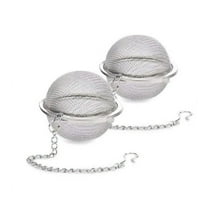 2 pieces of tea ball brewer ultra-fine mesh brewer tea strainer filter gasket diffuser stainless steel extension chain for brewing loose leaf tea