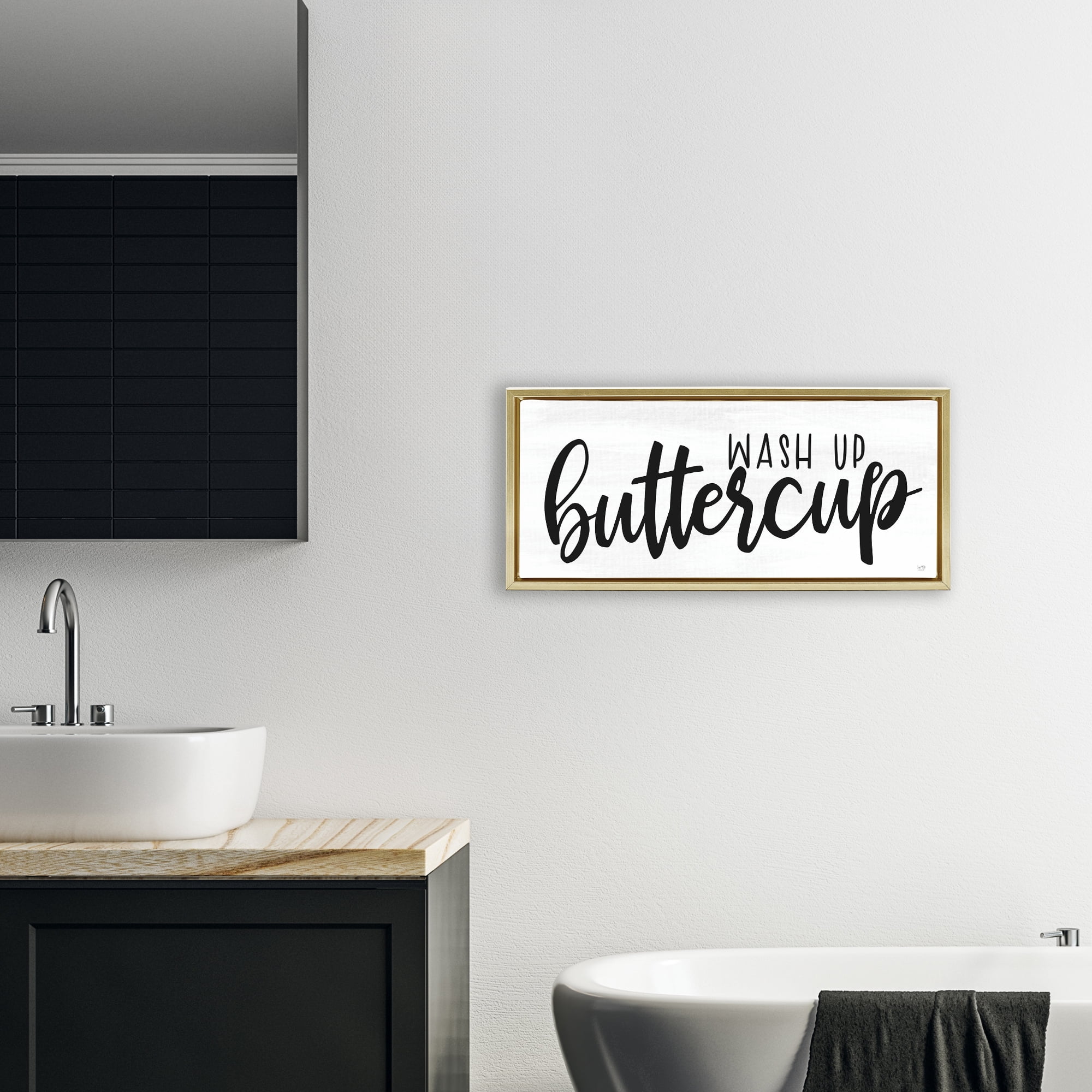 Stupell Industries Wash Up Buttercup Gold Framed Floater Canvas Wall Art, design by Lux + Me Designs