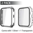 thumbnail image 2 of 2 Pack Hard PC Case with Tempered Glass Screen Protector Compatible with Apple Watch Series 6 SE Series 5 Series 4 44mm, Transparent, 2 of 16