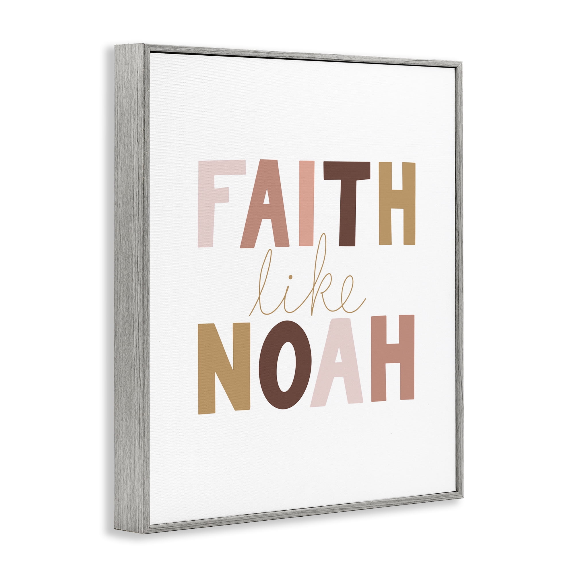 Stupell Industries Faith Like Noah Girl's Religious Painting Gray Framed Art Print Wall Art, 24 x 30