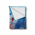 thumbnail image 2 of Ocean Soft Flannel Fleece Blanket, Cartoon Style Underwater World Plants and Evil Shark Chasing Little Fish Illustration, Cozy Plush for Indoor and Outdoor Use, 50" x 60", Multicolor, by Ambesonne, 2 of 6