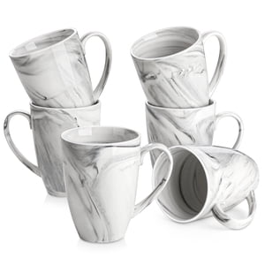 Vancasso Coffee Mugs Set of 6, 16 oz Porcelain, Grey