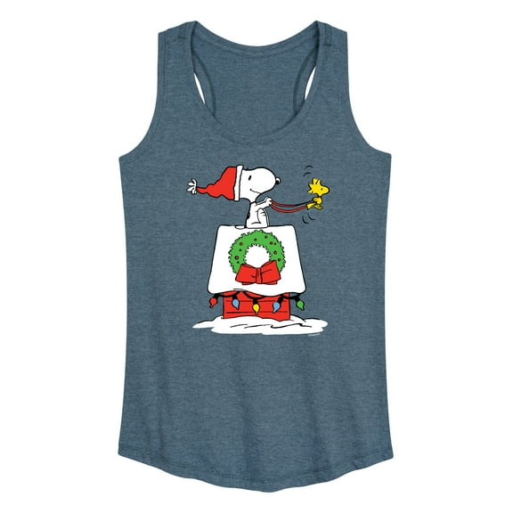 Peanuts - Snoopy and Woodstock House Sleigh - Women's Racerback Tank Top