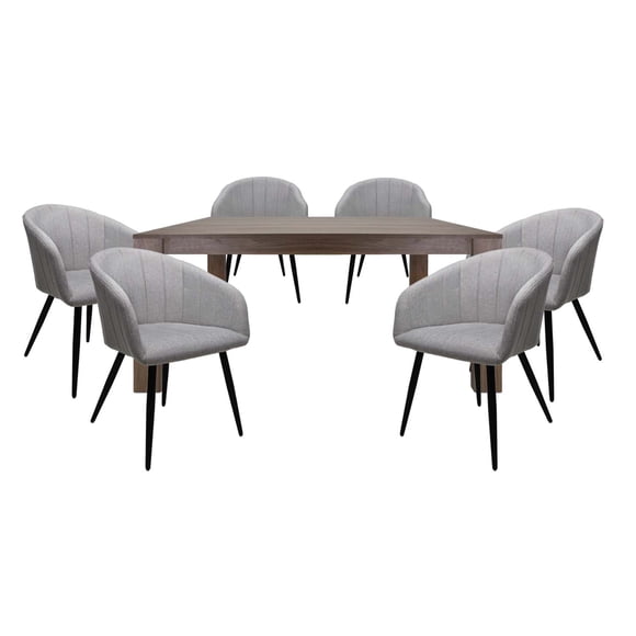 Mesa Comedor Minori 160X90 + Set 6 Sillas Burgos S17 Plata