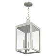 thumbnail image 3 of Livex Lighting Nyack 3 Light Outdoor Hanging Lantern in Nickel, 3 of 9
