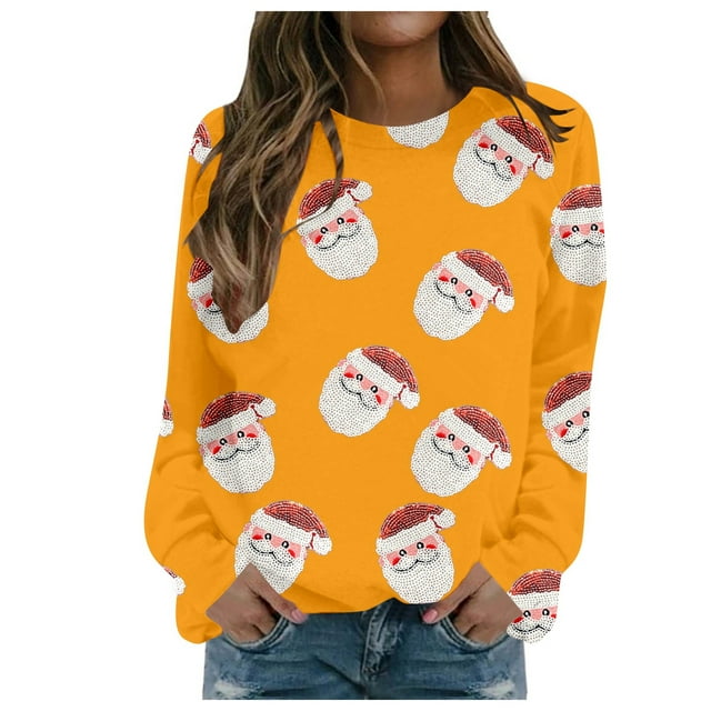 WEAIXIMIUNG Chandail en Molleton Personnalisé avec Image pour Femmes Automne et Hiver Décontracté Imprimé Bonhomme de Neige Flocon de Neige Imprimé de Noël Col Rond Manches Longues Sweat à Capuche