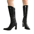 thumbnail image 4 of Ketyyh-chn99 Boots for Women Fashion Knee High Round Toe High Heel Platform Boots Black,42, 4 of 5