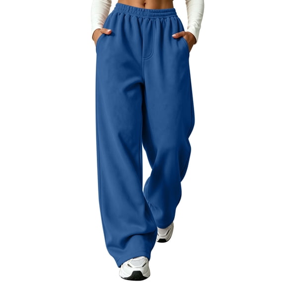 SZJXBUY Oversized Sweatpants Women Plus Size Casual Wide Leg Sweatpant with Pockets High Elastic Waist Fall Fashion Workout Pant Navy,S