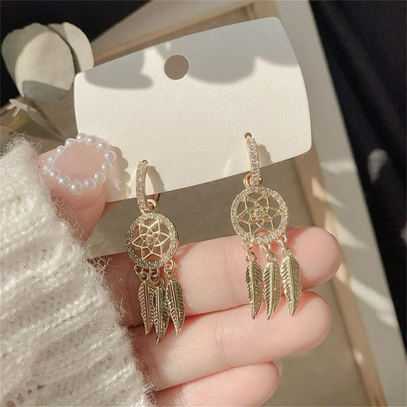 JunYeShi Bohemia Dreamcatcher Earrings Large Hollow Coin Dangle Earrings Gold Drop Earrings Vintage Dreamcher Stud Earrings Jewelry for Women