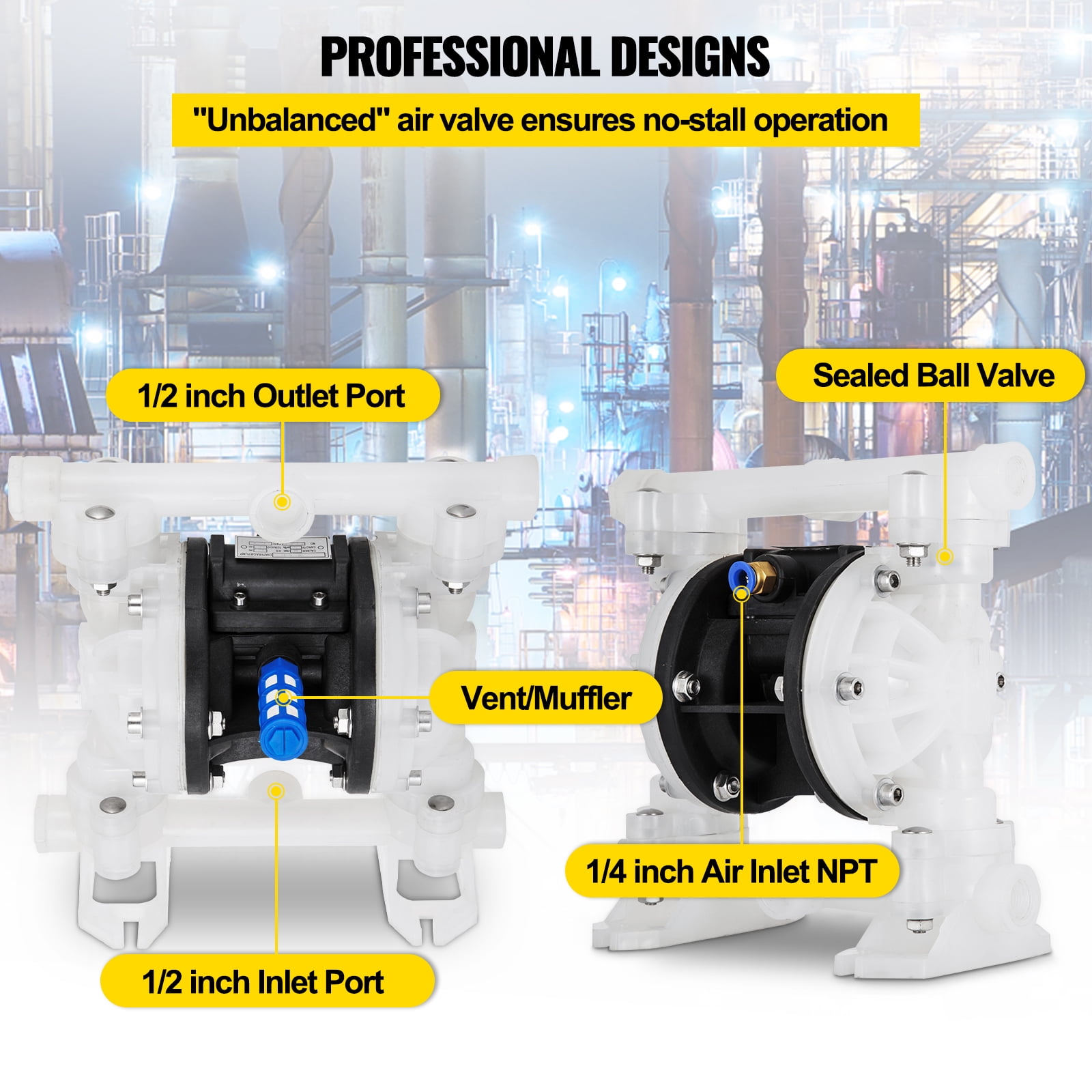 3/4" Air-Operated Diaphragm Pump - Chemical Transfer Pump For Industrial Use