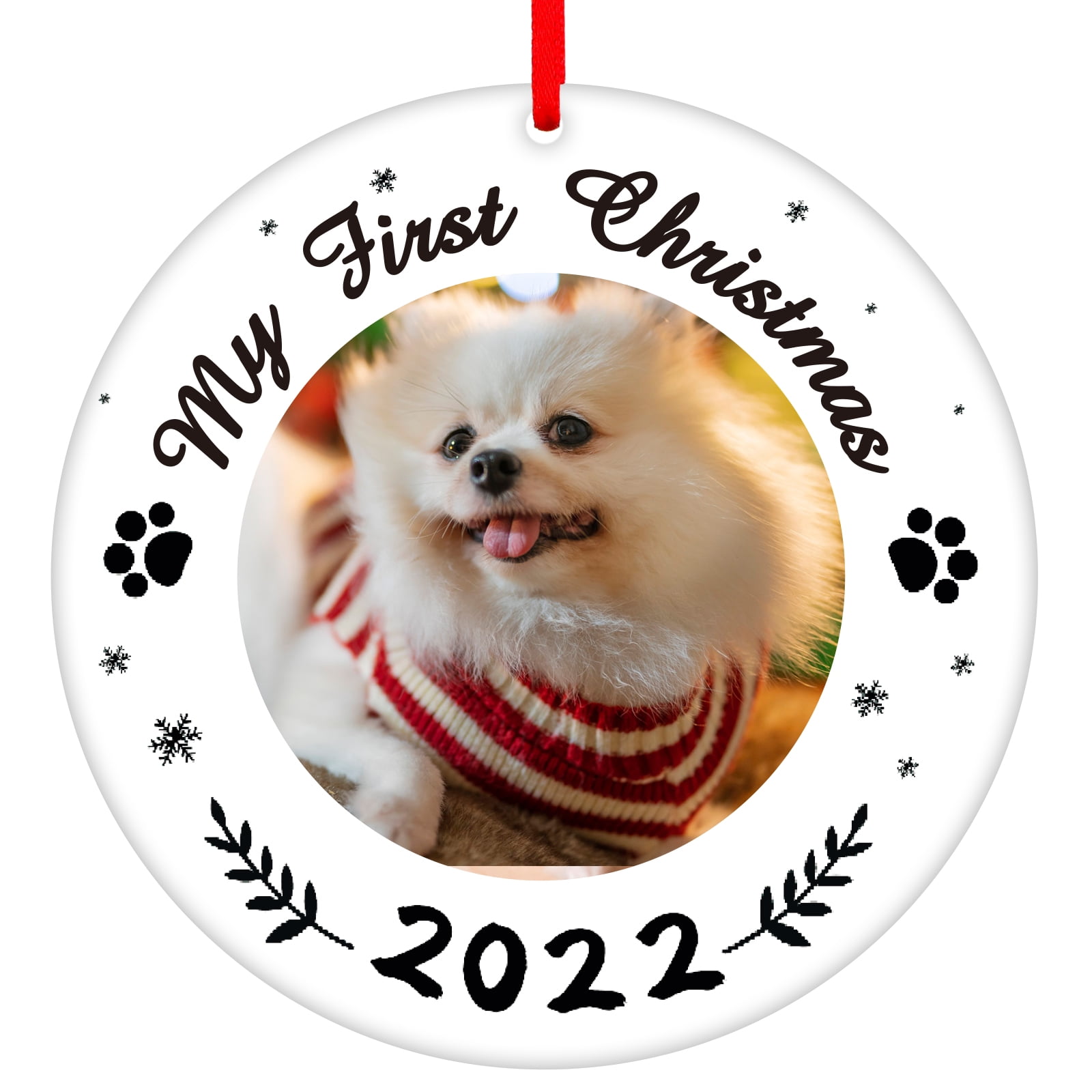 WaaHome Picture Frame Dog First Christmas Ornaments 2022 My First