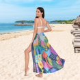 thumbnail image 6 of FORMRS Womens Long Sarong Beach Wrap Semi-Sheer Bikini Skirt Bathing Swimsuit Cover Up, Art Plants, 6 of 7