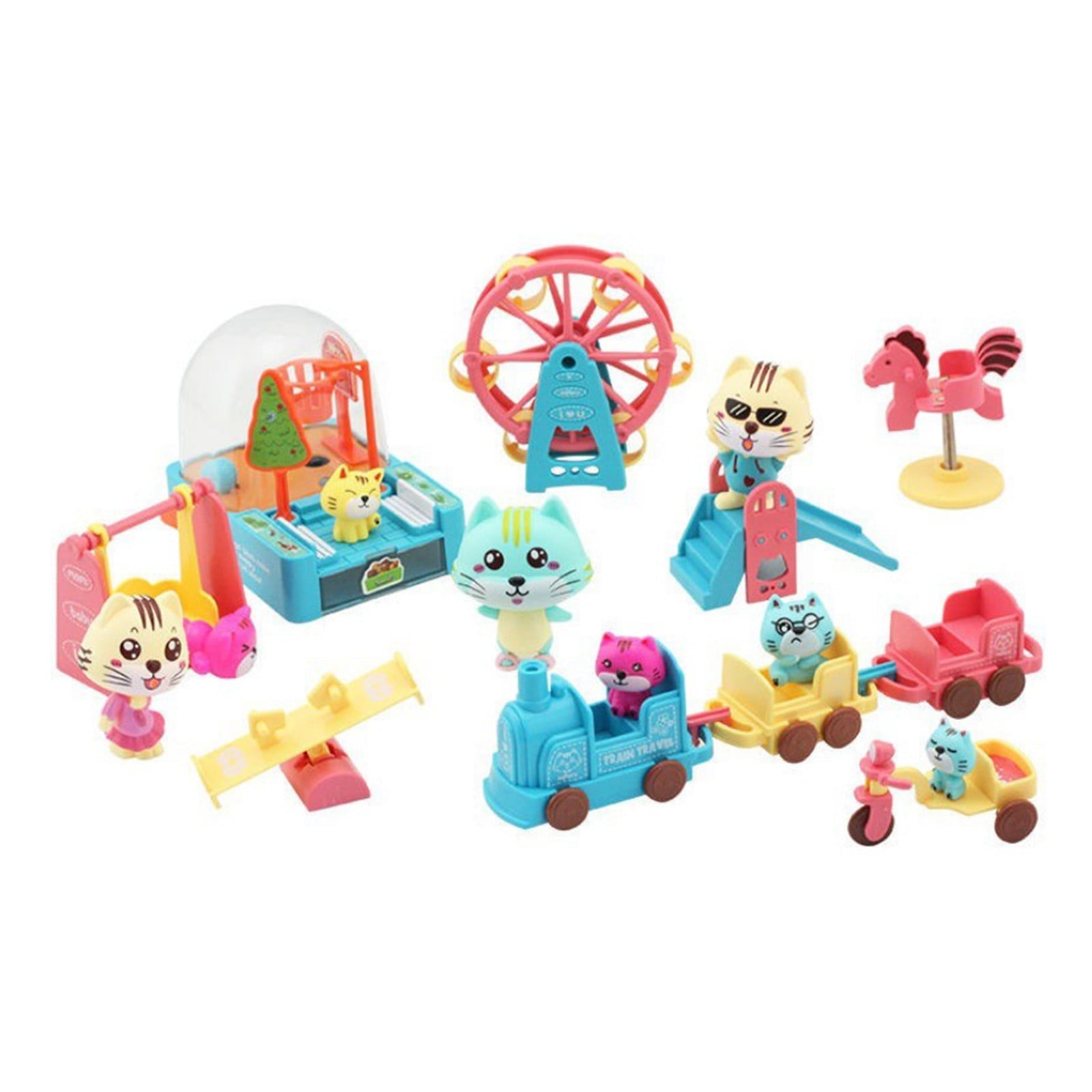 Pet Pretend Play Toys 43 PCS Cat Figures Playset Toy Realistic Detailed