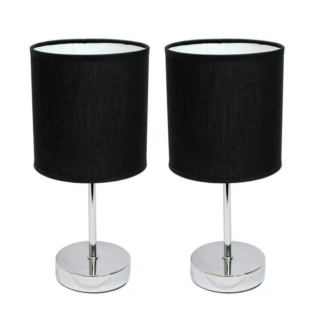 Simple Designs Chrome Mini Basic Table Lamp with Black Shade, Set of 2 -  Walmart.com