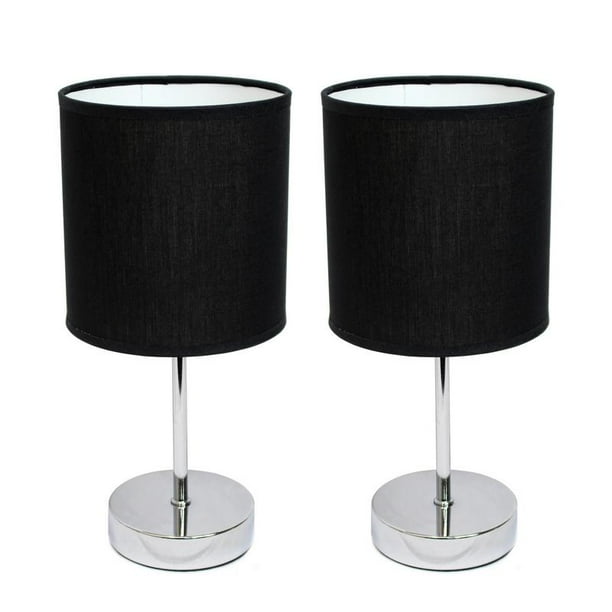 Simple Designs Chrome Mini Basic Table Lamp With Black Shade Set Of 2 Com Chrome Mini Basic Table Lamp, Small Black Table Lamp Shade