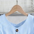 thumbnail image 3 of Wuxain Kids Girls Summer Casual Dress Ruffle Sleeve A Line Button Down Striped Dresses Summer Skirt, Blue, 3-4 Years, 3 of 8