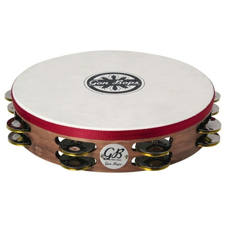 Gon Bops 10" Double-Row Jingles Wooden Tambourine with Head