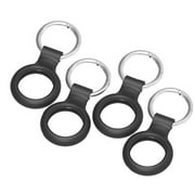 onn. Protective Holder with Carabiner-Style Ring for Apple AirTag, Silicone, Black, 4 Count