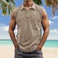 thumbnail image 2 of Bainana Washed Collar Tank Tops For Mens Regular Fit Sleeveless Button Up Muscle Shirts Summer Running Beach Gentleman Vest Khaki Size S, 2 of 4