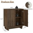 thumbnail image 6 of Laintene Sideboard Buffet Cabinet with Storage, 31" Mid Century Storage Cabinet with Lines Panel Doors, Adjustable Shelf for Kitchen Dining Room, Wood Accent Cabinet for Living Room, Walnut, 6 of 10