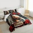 thumbnail image 3 of Homewish Animal Horse Full Size Comforter Sets 3-Piece for Teens Boys Girls,Merry Christmas Bedding Comforter Set,Xmas Red Flowers Lightweight Bedding Sets,Luxury Bedroom Decor,Reversible, 3 of 8