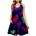 thumbnail image 2 of Viikei Womens Summer Dresses,Plus Size Summer Maxi Dress for Women,Valentine's Day Women Casual Plus-size Sleeveless Crew Neck Print Short Dress Black XL, 2 of 5