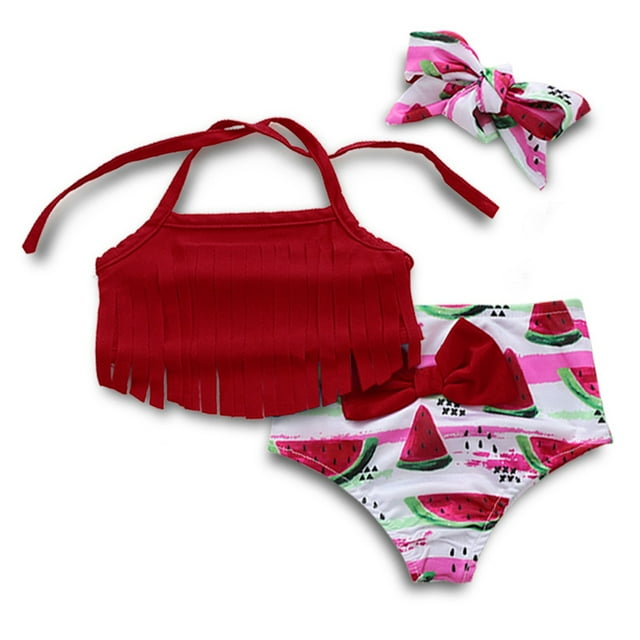 HAWEE Maillot de Bain Bébé Fille Mignon Triangle à Franges Bikini Tankini 2 Pcs Maillot de Bain Filles