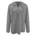 thumbnail image 5 of Quarter Zip Pullover Women 2025 Fall Winter Long Sleeve Plain Hoodie Hooded Sweatshirt Pullover Tops, 5 of 6