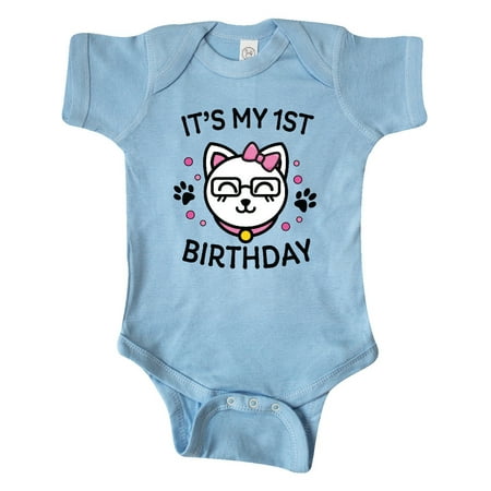 

Inktastic Its My 1st Birthday with Cat in Glasses Gift Baby Girl Bodysuit