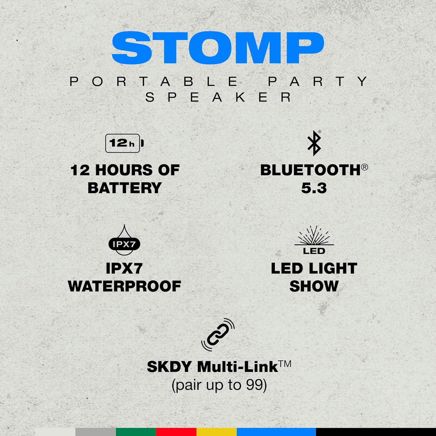 Skullcandy Stomp Bluetooth Speaker – IPX7 Waterproof Wireless Portable Speaker