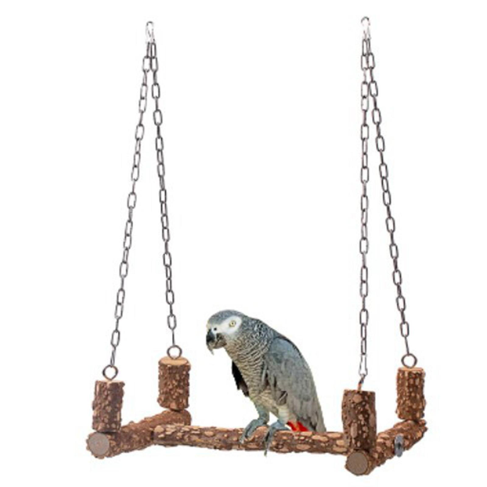Bvdfgk Parrot Wooden Stand Swing Cage Hanging Chewing Bite Perch Bird Toy Swinging Toys