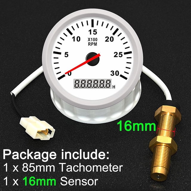 H 3000rpm 4000 Rpm Meter + M16 Tachometer Sensor 85mm Gasoline Diesel Engine Tacho With Lcd Hourmeter For Marine Boat Motorcycle