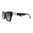 thumbnail image 3 of Womens Luxury Rhinestone Hinge Jewel Angular Butterfly Chic Sunglasses Black Silver - Smoke, 3 of 4