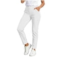 thumbnail image 2 of Bloomae Womens Travel Pants Lightweight Stretch Elastic Waist Tummy Control Trousers Straight Leg Petite Ankle Dressy Golf Work Business Casual Slacks with Pockets White XXL, 2 of 7
