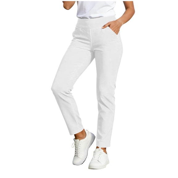Posijego Women's Straight Leg Pants Outdoor Golf Pants High Waisted Stretch Ankle Length Work Dress Pants with Pockets