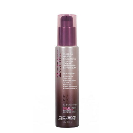 2chic Brazilian Keratin & Argan Oil Ultra-Sleek Leave-In Conditioning & Styling Elixir Giovanni 4.5 oz Liquid