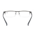 thumbnail image 5 of Mens Half Rimless Blue Light Blocking Rectangle Reading Glasses +2.0, Metal Gunmetal Spring Hinges Classic Readers 2.0, 5 of 5