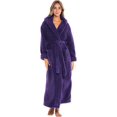 thumbnail image 1 of Women's Plush Fleece Robe with Hood, Long Warm Solid Bathrobe, 1 of 7