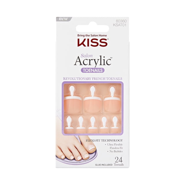 Uñas Postizas KISS Para Pies Salon Acrylic French Toenail Walk Away KISS Salon Acrylic Toe Nails